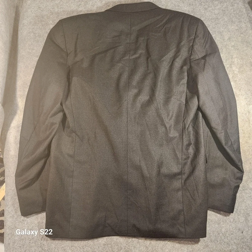 Albert Nipon Mens Wool Cashmere Double Breasted Blazer Charcoal Grey 46L‎ XL
